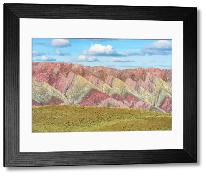 Framed Print : Colorful mountains behind a grassy plateau, Serrania de Hornocal, Humahuaca, Jujuy, Argentina Framed Print : Colorful mountains behind a grassy plateau, Serrania de Hornocal, Humahuaca, Jujuy, Argentina