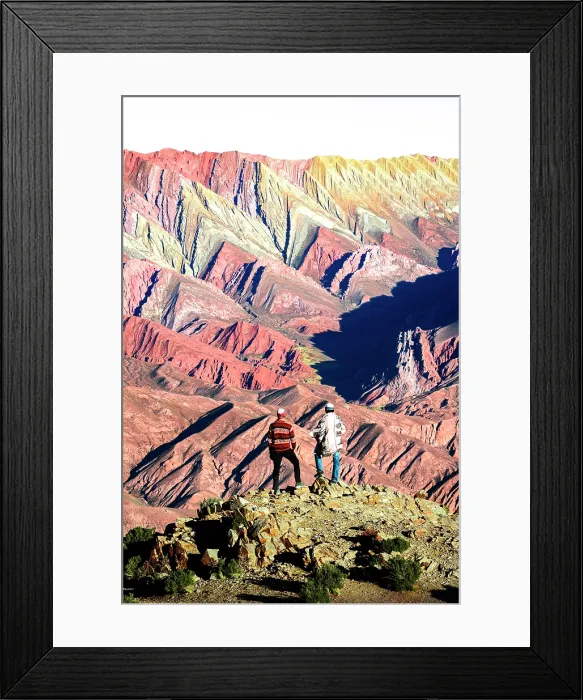 Framed Print : Men admiring Serrania de Hornocal mountain range, Humahuaca, Jujuy, Argentina. (MR) Framed Print : Men admiring Serrania de Hornocal mountain range, Humahuaca, Jujuy, Argentina. (MR)