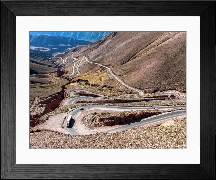 Framed Print : Winding road from Purmamarca to Salinas Grandes, Puna, Jujuy, Argentina Framed Print : Winding road from Purmamarca to Salinas Grandes, Puna, Jujuy, Argentina