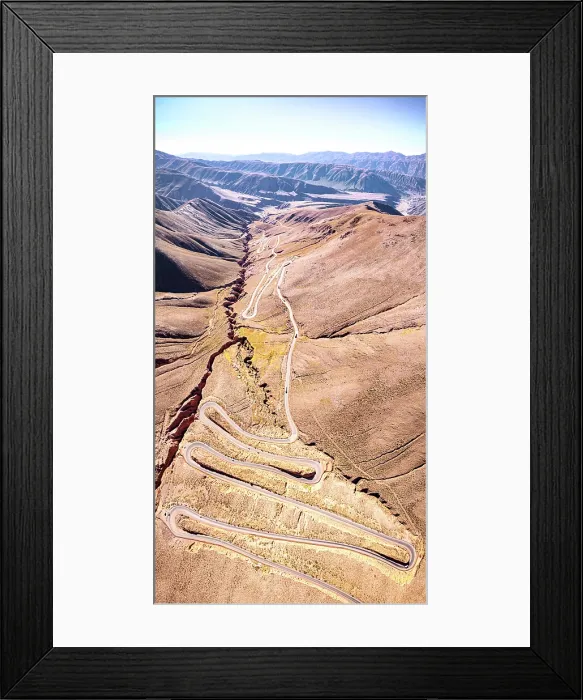 Framed Print : Hairpin bends of a mountain road, Purmamarca, Puna, Jujuy, Argentina Framed Print : Hairpin bends of a mountain road, Purmamarca, Puna, Jujuy, Argentina