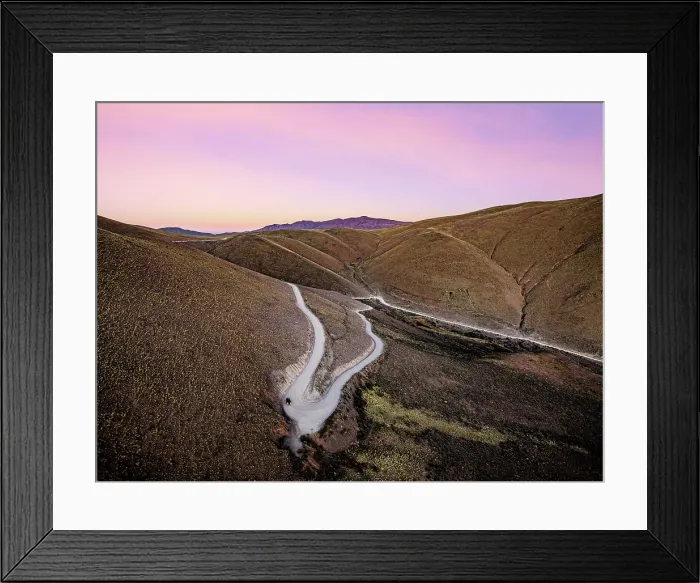 Framed Print : Car on winding road, Serrania de Hornocal, Humahuaca, Jujuy, Argentina