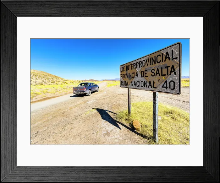 Framed Print : 4x4 driving on Ruta Nacional 40, Puna de Atacama, Argentina