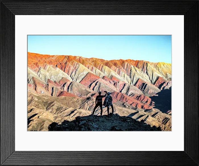 Framed Print : Tourists photographing colorful rocks, Serrania de Hornocal, Humahuaca, Jujuy, Argentina. (MR)