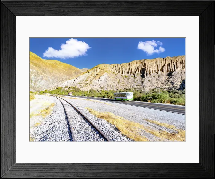 Framed Print : Bus on a desert road, Tumbaya, Jujuy, Argentina Framed Print : Bus on a desert road, Tumbaya, Jujuy, Argentina