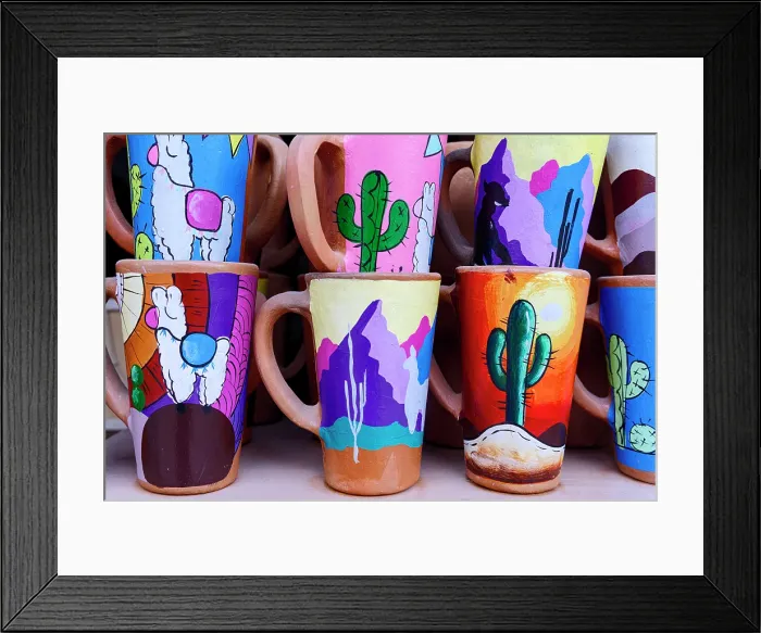 Framed Print : Handcrafted mugs, Purmamarca, Jujuy, Quebrada de Humahuaca, Argentina Framed Print : Handcrafted mugs, Purmamarca, Jujuy, Quebrada de Humahuaca, Argentina