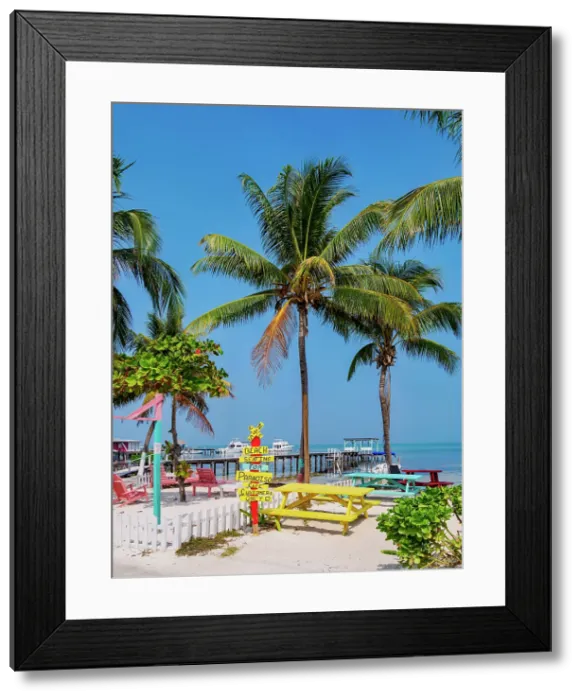 Framed Print : Caye Caulker Village Beach, Caye Caulker, Belize District, Belize Framed Print : Caye Caulker Village Beach, Caye Caulker, Belize District, Belize