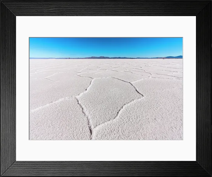 Framed Print : White salt desert landscape, Salinas Grandes, Jujuy, Argentina Framed Print : White salt desert landscape, Salinas Grandes, Jujuy, Argentina
