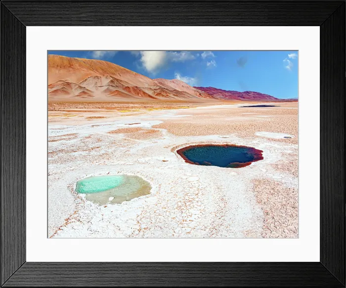 Framed Print : Aerial view of saline ponds, Ojos del Mar, Tolar Grande, Salta, Argentina Framed Print : Aerial view of saline ponds, Ojos del Mar, Tolar Grande, Salta, Argentina