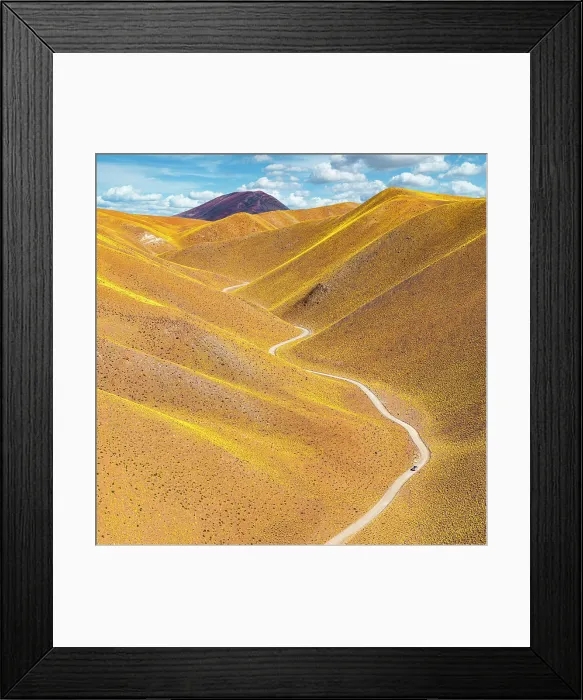 Framed Print : Road winding among yellow hills, Vega de los Colorados, Puna, Catamarca, Argentina Framed Print : Road winding among yellow hills, Vega de los Colorados, Puna, Catamarca, Argentina