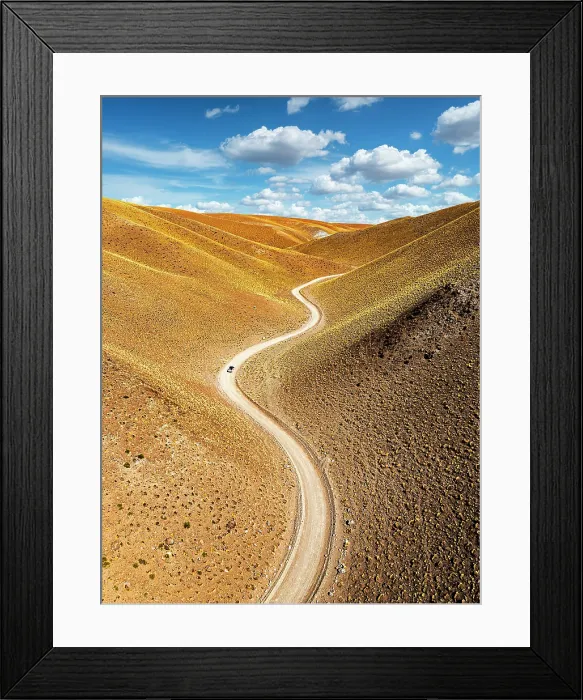 Framed Print : Car on track among colorful slopes, Vega de los Colorados, Puna, Catamarca, Argentina Framed Print : Car on track among colorful slopes, Vega de los Colorados, Puna, Catamarca, Argentina