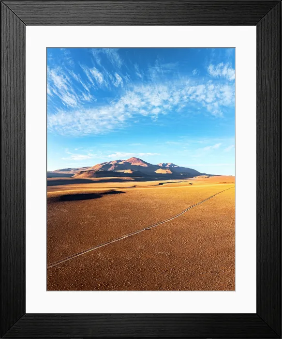 Framed Print : Trail through vast high desert, Puna, Argentina
