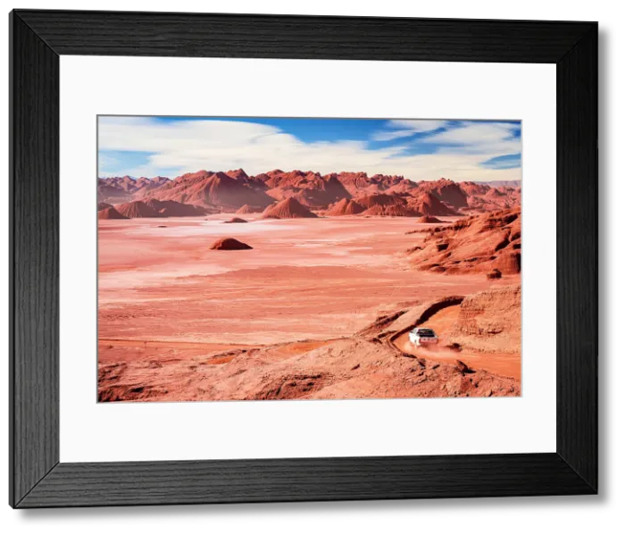 Framed Print : Pick-Up traveling on a desert road, Desierto del Diablo, Devil's Desert, Puna, Argentina Framed Print : Pick-Up traveling on a desert road, Desierto del Diablo, Devil's Desert, Puna, Argentina