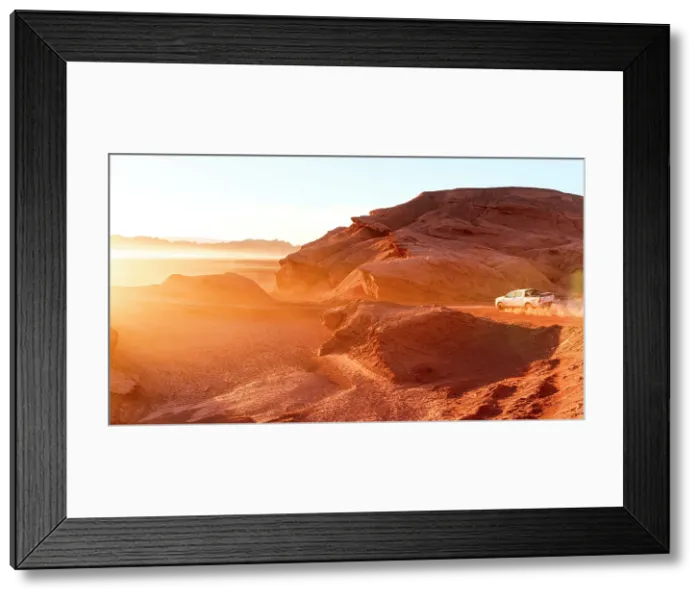 Framed Print : Pick-Up among red volcanic rocks, Labyrinth Desert, Puna, Argentina Framed Print : Pick-Up among red volcanic rocks, Labyrinth Desert, Puna, Argentina
