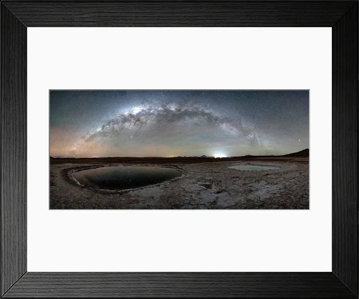 Framed Print : Salt ponds beneath the Milky Way, Ojos del Mar, Tolar Grande, Salta, Argentina