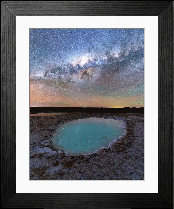 Framed Print : Turquoise salt pond under the Milky Way, Ojos del Mar, Tolar Grande, Salta, Argentina Framed Print : Turquoise salt pond under the Milky Way, Ojos del Mar, Tolar Grande, Salta, Argentina