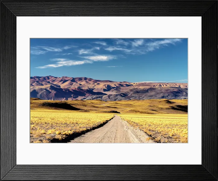 Framed Print : Road crossing the colorful Andean altiplano, Puna, Argentina Framed Print : Road crossing the colorful Andean altiplano, Puna, Argentina