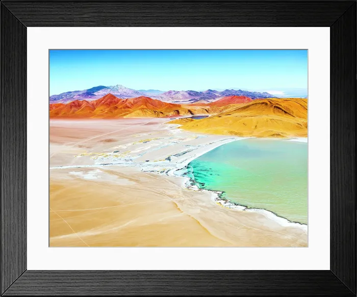 Framed Print : Turquoise salt lake Laguna Diamante, Galan Volcano, Puna, Catamarca, Argentina Framed Print : Turquoise salt lake Laguna Diamante, Galan Volcano, Puna, Catamarca, Argentina