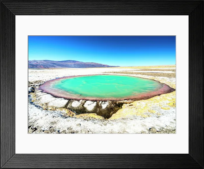 Framed Print : Colorful salt lagoon, Ojos del Campo, Salar de Antofalla, Puna, Catamarca, Argentina