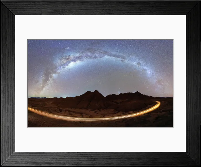 Framed Print : Lights of car trails under the Milky Way, Devil's Desert, Puna, Argentina Framed Print : Lights of car trails under the Milky Way, Devil's Desert, Puna, Argentina