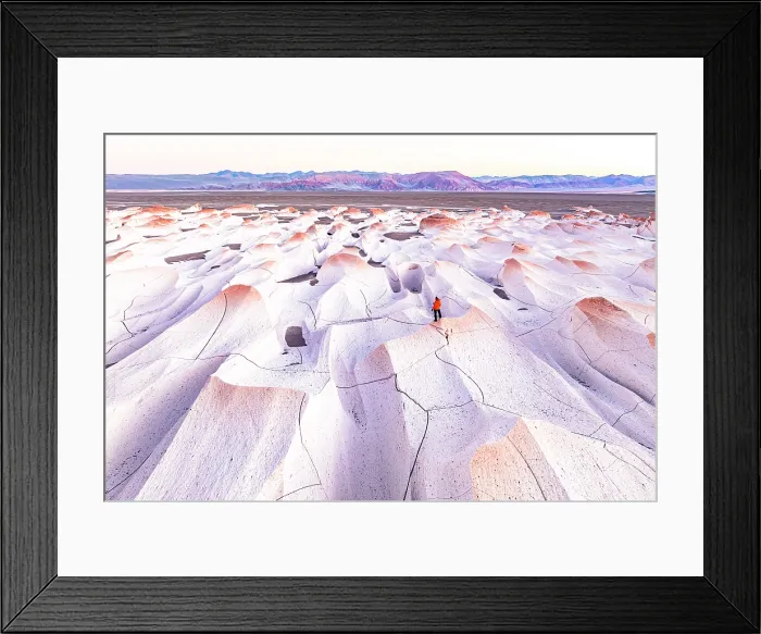 Framed Print : Man watching sunrise over the volcanic rock formations, Campo de Piedra Pomez, El Penon, Catamarca, Argentina. (MR) Framed Print : Man watching sunrise over the volcanic rock formations, Campo de Piedra Pomez, El Penon, Catamarca, Argentina. (MR)