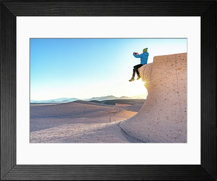 Framed Print : Hiker snapping photos with smartphone, Campo de Piedra Pomez, El Penon, Puna, Catamarca, Argentina. (MR) Framed Print : Hiker snapping photos with smartphone, Campo de Piedra Pomez, El Penon, Puna, Catamarca, Argentina. (MR)
