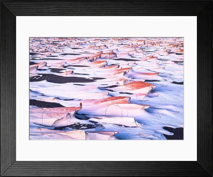 Framed Print : Hiker watching the pumice fields at sunrise, Campo de Piedra Pomez, El Penon, Catamarca, Argentina.(MR) Framed Print : Hiker watching the pumice fields at sunrise, Campo de Piedra Pomez, El Penon, Catamarca, Argentina.(MR)