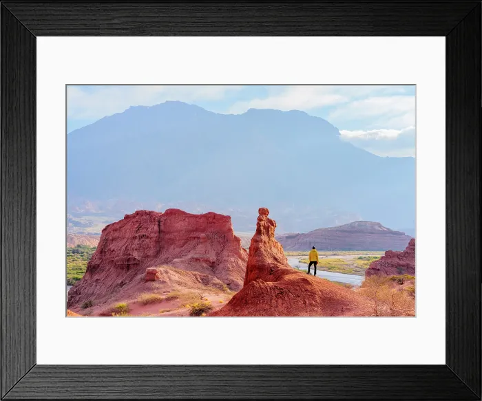 Framed Print : Man looking at rock formations, Quebrada de las Conchas, Salta, Argentina. (MR) Framed Print : Man looking at rock formations, Quebrada de las Conchas, Salta, Argentina. (MR)