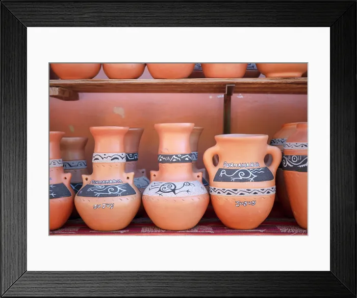Framed Print : Local handmade pottery on sale in the Purmamarca main square, Quebrada de Humahauca, Jujuy, Northwest Argentina