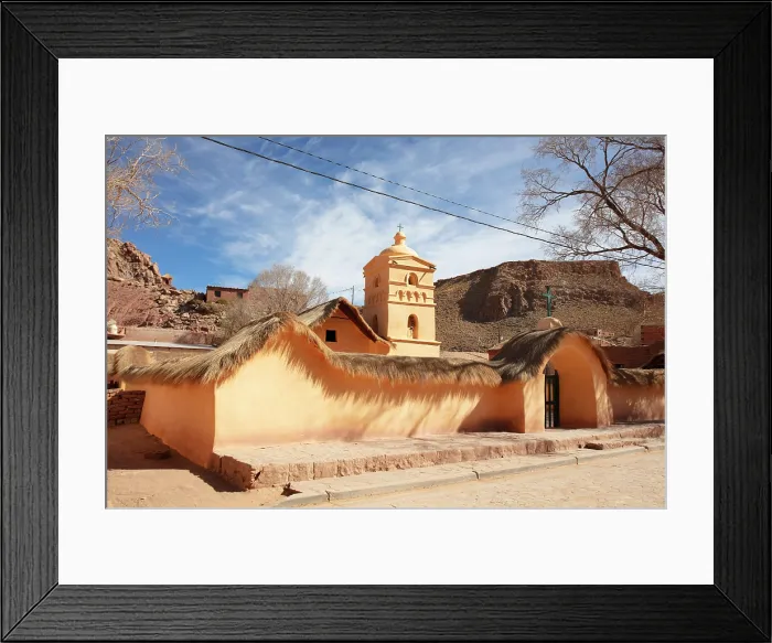 Framed Print : The church of Our Lady of Bethlehem, Susques, Jujuy, Puna de Atacama, Northwest Argentina. It was built in 1598, in Andean architecture Framed Print : The church of Our Lady of Bethlehem, Susques, Jujuy, Puna de Atacama, Northwest Argentina. It was built in 1598, in Andean architecture