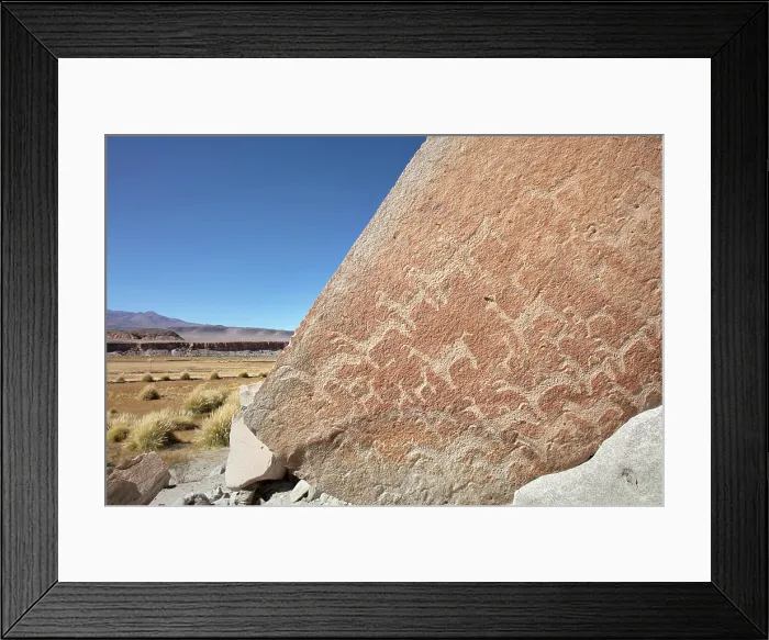 Framed Print : Ancient rock art depicting camelids in Antofagasta de la Sierra, Puna de Atacama, Catamarca, Northwest Argentina Framed Print : Ancient rock art depicting camelids in Antofagasta de la Sierra, Puna de Atacama, Catamarca, Northwest Argentina