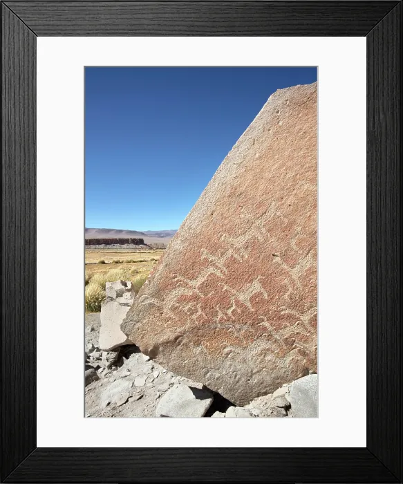 Framed Print : Ancient rock art depicting camelids in Antofagasta de la Sierra, Puna de Atacama, Catamarca, Northwest Argentina Framed Print : Ancient rock art depicting camelids in Antofagasta de la Sierra, Puna de Atacama, Catamarca, Northwest Argentina