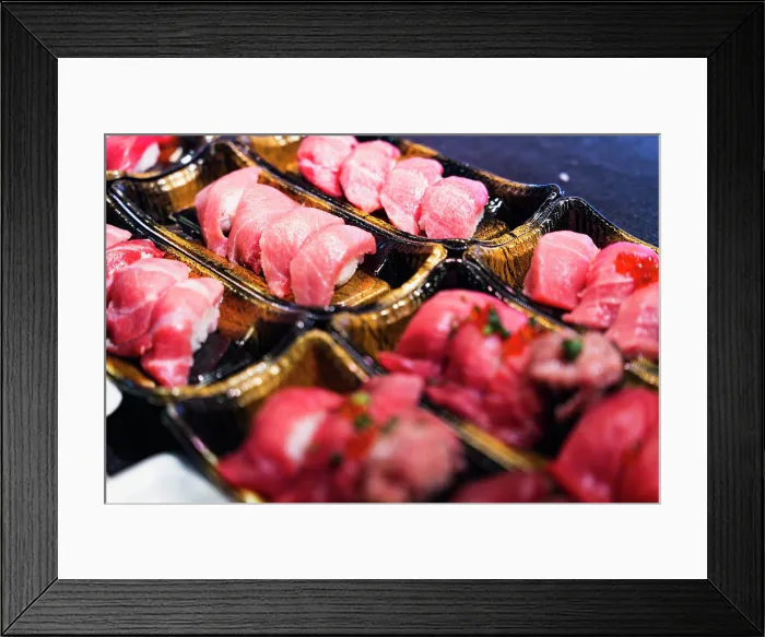 Framed Print : Tuna sushi selection in trays, Tsukiji Outer Market, Tokyo, Japan Framed Print : Tuna sushi selection in trays, Tsukiji Outer Market, Tokyo, Japan