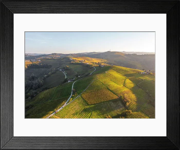 Framed Print : Aerial view of Monferrato vineyards in Piedmont, Italy Framed Print : Aerial view of Monferrato vineyards in Piedmont, Italy
