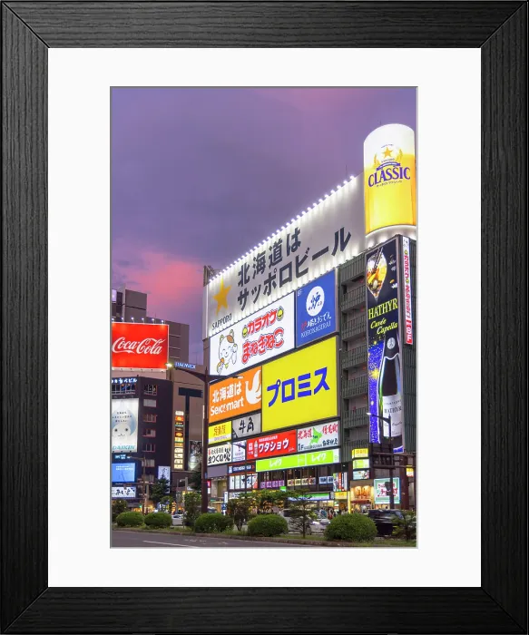 Framed Print : Neon signs on side of buildings, Susukino, Sapporo, Hokkaido, Japan Framed Print : Neon signs on side of buildings, Susukino, Sapporo, Hokkaido, Japan