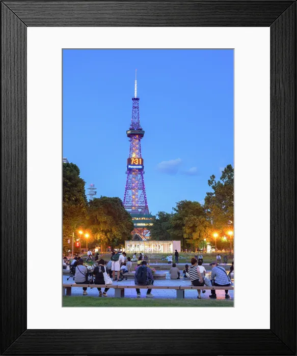 Framed Print : Sapporo TV Tower and Odori Park at dusk, Sapporo, Hokkaido, Japan Framed Print : Sapporo TV Tower and Odori Park at dusk, Sapporo, Hokkaido, Japan