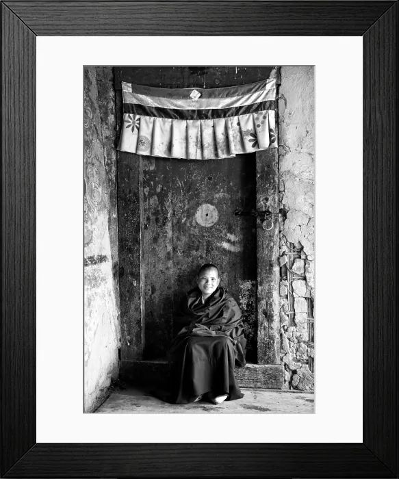 Framed Print : Young Buddhist monk sat on doorstep, near Jakar, Bumthang, Bhutan, Asia Framed Print : Young Buddhist monk sat on doorstep, near Jakar, Bumthang, Bhutan, Asia
