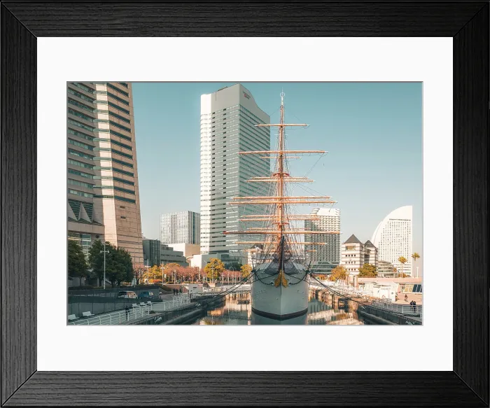 Framed Print : Nippon Maru sailing ship docked in Yokohama, Japan, a popular tourist attraction Framed Print : Nippon Maru sailing ship docked in Yokohama, Japan, a popular tourist attraction