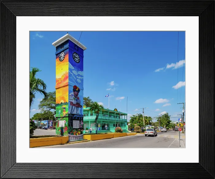 Framed Print : Clock Tower and Town Hall, Orange Walk Town, Orange Walk District, Belize Framed Print : Clock Tower and Town Hall, Orange Walk Town, Orange Walk District, Belize