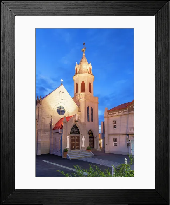 Framed Print : Catholic Church at dusk, Motomachi, Hakodate, Hokkaido, Japan Framed Print : Catholic Church at dusk, Motomachi, Hakodate, Hokkaido, Japan