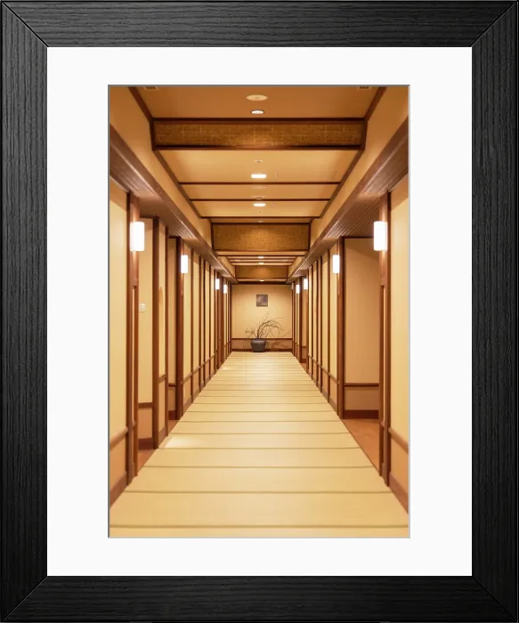Framed Print : Corridor of Jozankei Yurakusoan Ryokan, Jozankei, Hokkaido, Japan Framed Print : Corridor of Jozankei Yurakusoan Ryokan, Jozankei, Hokkaido, Japan