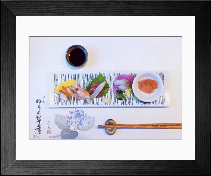 Framed Print : Sashimi plate at Jozankei Yurakusoan Ryokan, Jozankei, Hokkaido, Japan Framed Print : Sashimi plate at Jozankei Yurakusoan Ryokan, Jozankei, Hokkaido, Japan