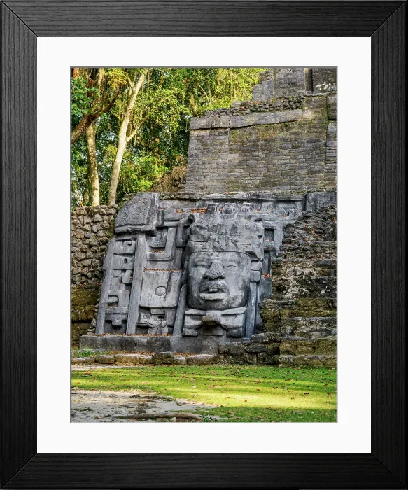 Framed Print : Mask Temple, detailed view, Lamanai Archaeological Reserve, Orange Walk District, Belize