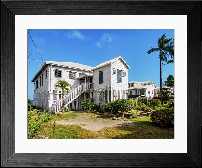 Framed Print : Traditional Wooden House, Belize City, Belize District, Belize Framed Print : Traditional Wooden House, Belize City, Belize District, Belize