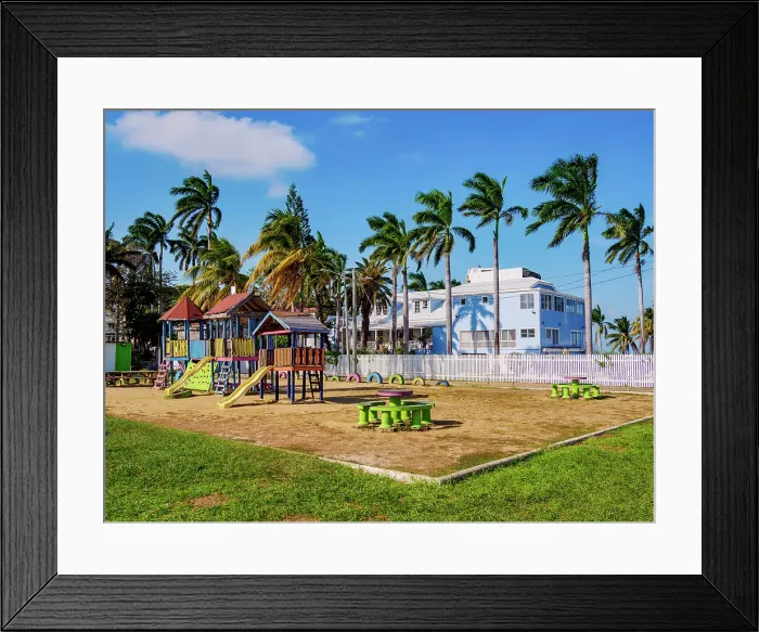 Framed Print : Playground at Belize City, Belize District, Belize