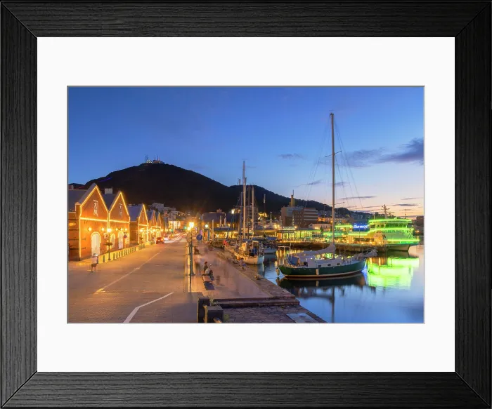 Framed Print : Kanemori Red Brick Warehouse District at dusk, Hakodate, Hokkaido, Japan Framed Print : Kanemori Red Brick Warehouse District at dusk, Hakodate, Hokkaido, Japan