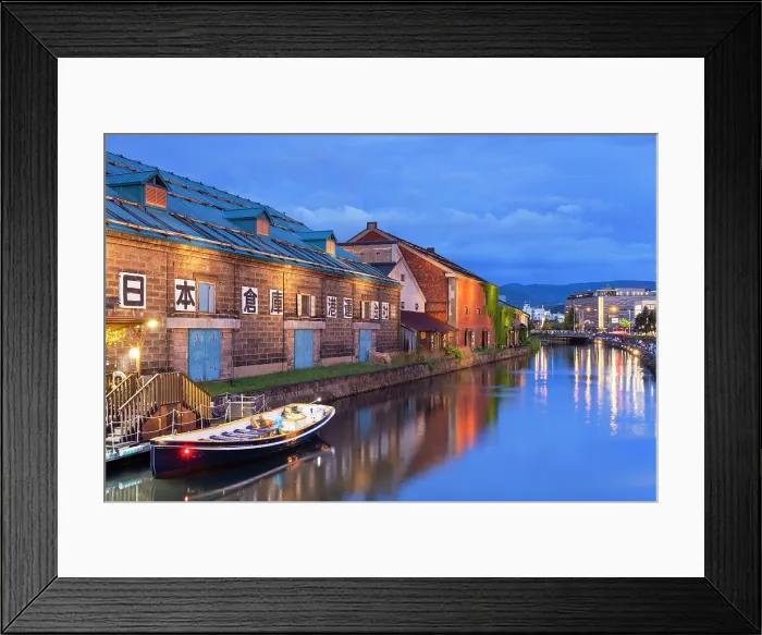 Framed Print : Warehouse District and Otaru Canal at dusk, Otaru, Hokkaido, Japan Framed Print : Warehouse District and Otaru Canal at dusk, Otaru, Hokkaido, Japan