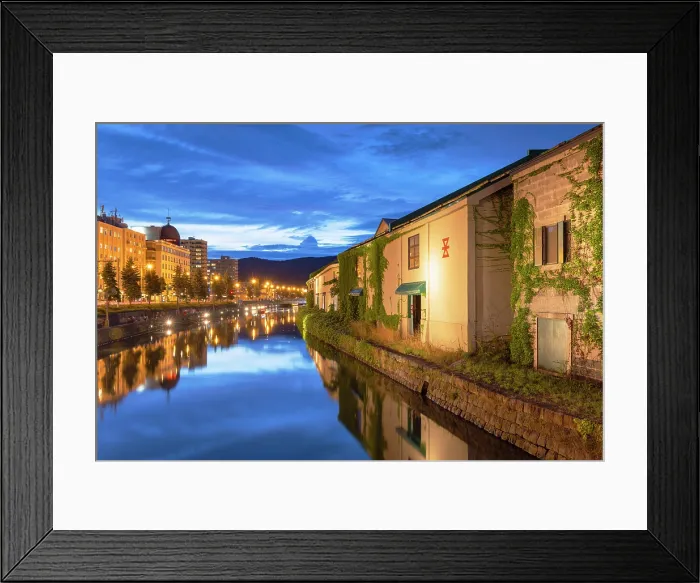 Framed Print : Warehouse District and Otaru Canal at dusk, Otaru, Hokkaido, Japan Framed Print : Warehouse District and Otaru Canal at dusk, Otaru, Hokkaido, Japan