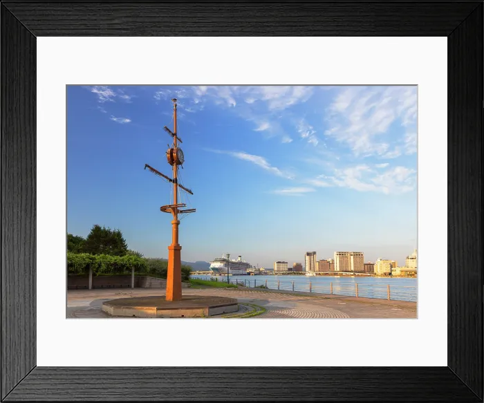 Framed Print : Clock flagpole in Midori no Shima Park, Hakodate, Hokkaido, Japan Framed Print : Clock flagpole in Midori no Shima Park, Hakodate, Hokkaido, Japan