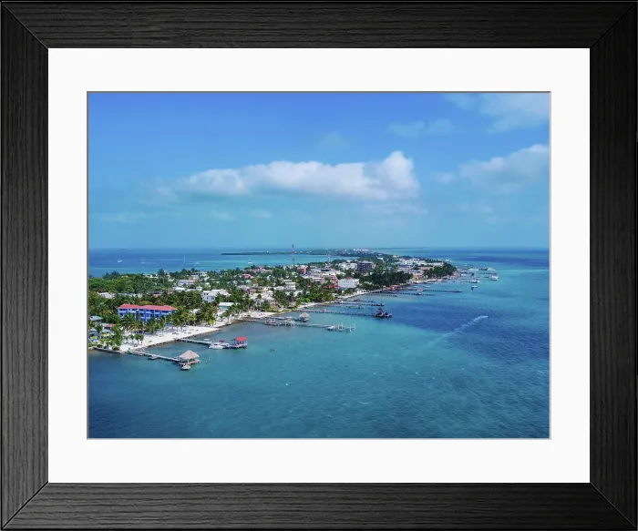 Framed Print : Caye Caulker, aerial view, Belize District, Belize Framed Print : Caye Caulker, aerial view, Belize District, Belize
