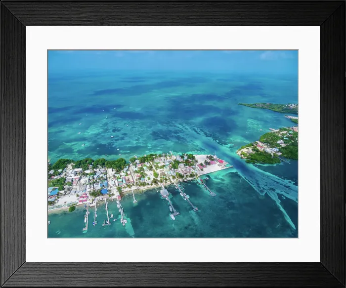 Framed Print : The Split at Caye Caulker, aerial view, Belize District, Belize Framed Print : The Split at Caye Caulker, aerial view, Belize District, Belize